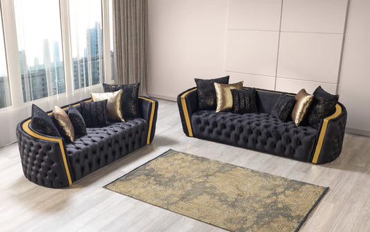 Fanci Black Velvet Sofa 94" & Loveseat 82" Pay On Delivery $1,820.00