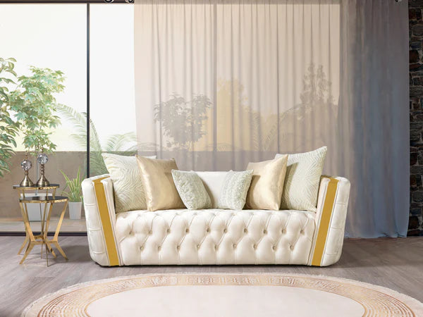 Fanci Ivory Velvet Sofa 94" & Loveseat 82" Pay On Delivery $1,820.00