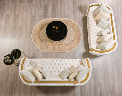 Fanci Ivory Velvet Sofa 94" & Loveseat 82" - $1,590.00 Ottoman Included