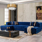 Ariana Blue Velvet Double Chaise - Pay On Delivery $1,675.00 ETA 10/26/25