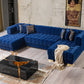 Ariana Blue Velvet Double Chaise - Pay On Delivery $1,675.00 ETA 10/26/25