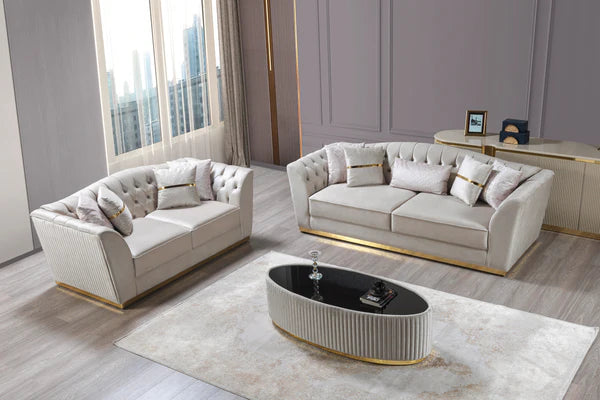 Milena Ivory Velvet Sofa 93" & Loveseat 73"Pay On Delivery $1,490.00