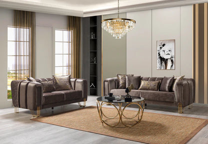 Santana Coffee Velvet Sofa 89" & Loveseat 69" Pay On Delivery $1,520.00