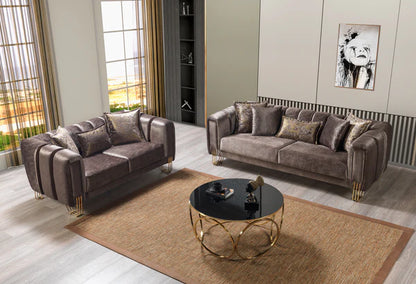 Santana Coffee Velvet Sofa 89" & Loveseat 69" Pay On Delivery $1,520.00
