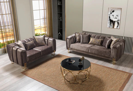 Santana Coffee Velvet Sofa 89" & Loveseat 69" Pay On Delivery $1,520.00