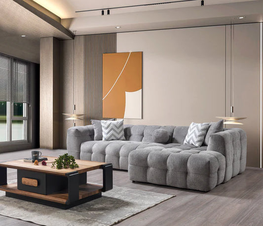 Ivy Gray Boucle RAF 110" Sectional - Pay On Delivery $1,320.00