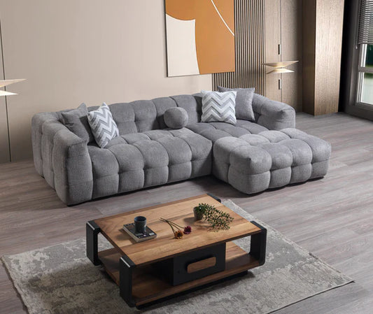 Ivy Gray Boucle RAF 110" Sectional - Pay On Delivery $1,320.00