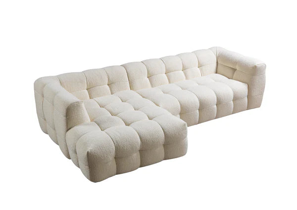 Ivy Ivory Boucle LAF 110" Sectional - Pay On Delivery $1,410.00