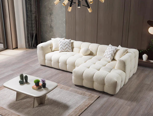 Ivy Ivory Boucle RAF 110" Sectional - Pay On Delivery $1,320.00