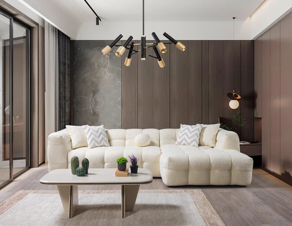 Ivy Ivory Boucle RAF 110" Sectional - Pay On Delivery $1,410.00