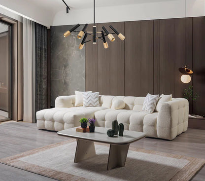 Ivy Ivory Boucle LAF 110" Sectional - Pay On Delivery $1,410.00