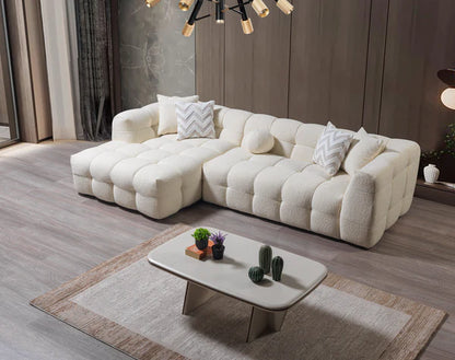 Ivy Ivory Boucle LAF 110" Sectional - Pay On Delivery $1,410.00