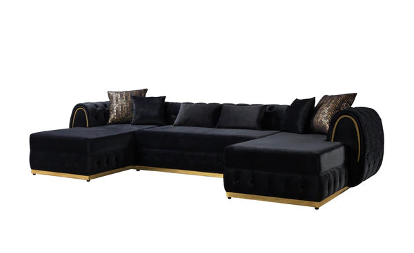 Jessie Black Velvet Double Chaise - Pay On Delivery $1,675.00