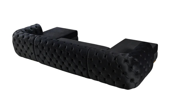 Jessie Black Velvet Double Chaise - Pay On Delivery $1,675.00