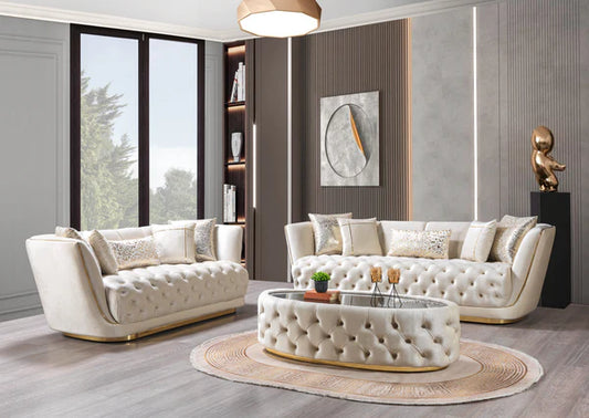 Daphne Ivory Velvet Sofa 95" & Loveseat 79" - $1,820.00 Ottoman Included