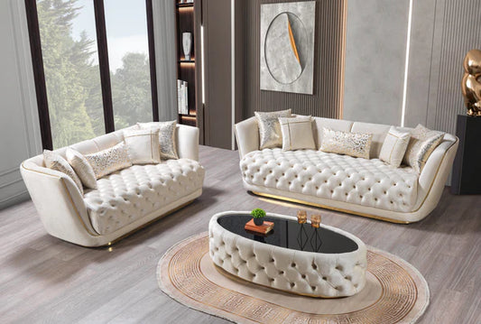 Daphne Ivory Velvet Sofa 95" & Loveseat 79" - $1,820.00 Ottoman Included