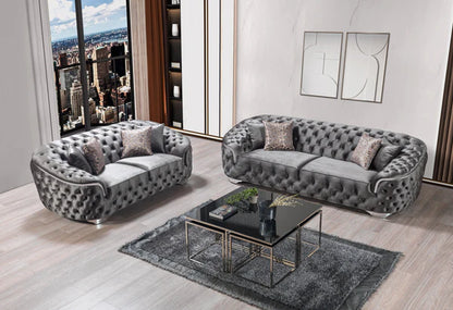 Lupino Gray Velvet Sofa & Loveseat - Pay On Delivery $1,590.00