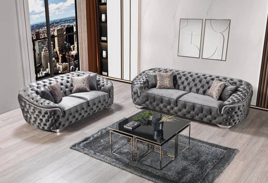 Lupino Gray Velvet Sofa & Loveseat - Pay On Delivery $1,540.00