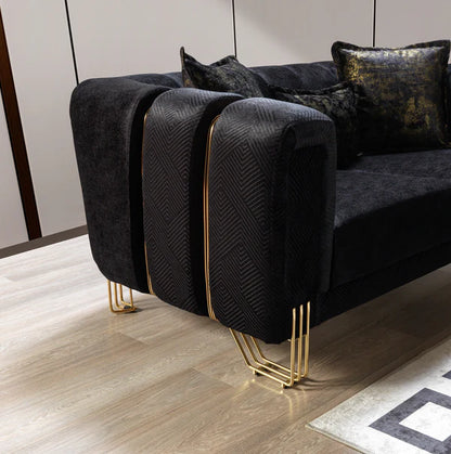Santana Black Velvet Sofa 89" & Loveseat 69" Pay On Delivery $1,520.00