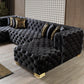 Neva Black Velvet Double Chaise - Pay On Delivery $1,780.00