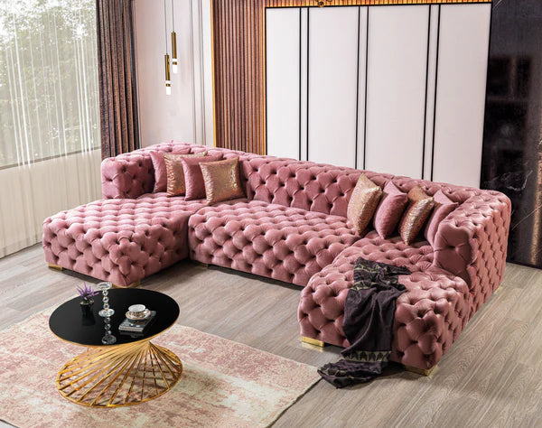 Neva Pink Velvet Double Chaise - Pay On Delivery $1,675.00