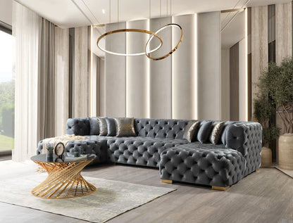 Neva Gray Velvet Double Chaise - Pay On Delivery $1,780.00