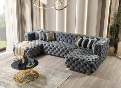 Neva Gray Velvet Double Chaise - Pay On Delivery $1,780.00