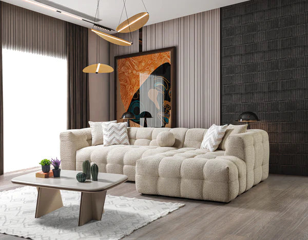 Ivy Sand Boucle RAF 110" Sectional - Pay On Delivery $1,320.00