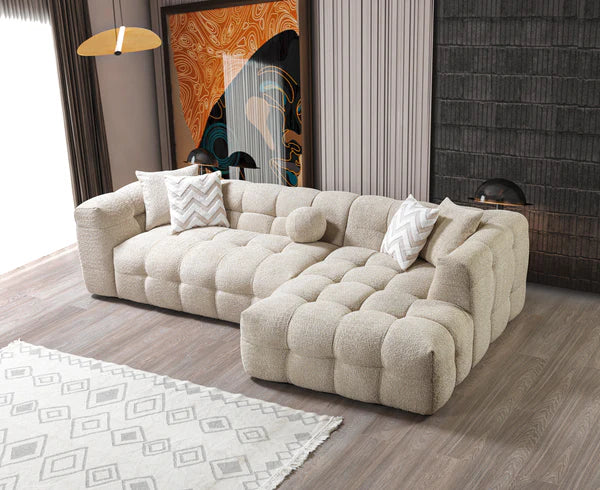 Ivy Sand Boucle RAF 110" Sectional - Pay On Delivery $1,320.00