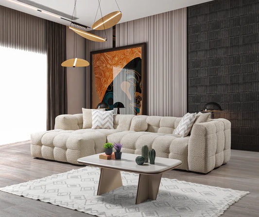 Ivy Sand Boucle LAF 110" Sectional - Pay On Delivery $1,410.00
