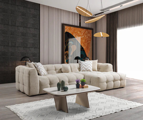 Ivy Sand Boucle RAF 110" Sectional - Pay On Delivery $1,320.00