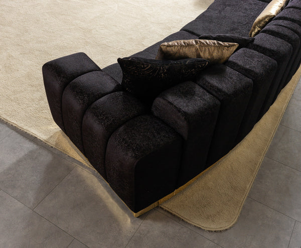 Michelle Black Velvet 3-Piece Curved 165" Sectional - Pay On Delivery $1,520.00