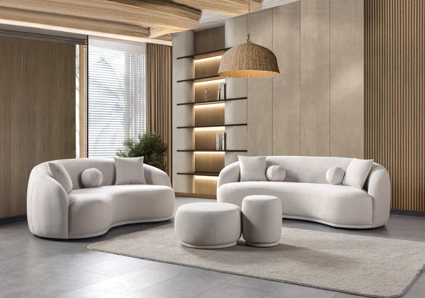 Bonita Ivory Velvet Sofa 91" & Loveseat 81""Pay On Delivery $1,590.00