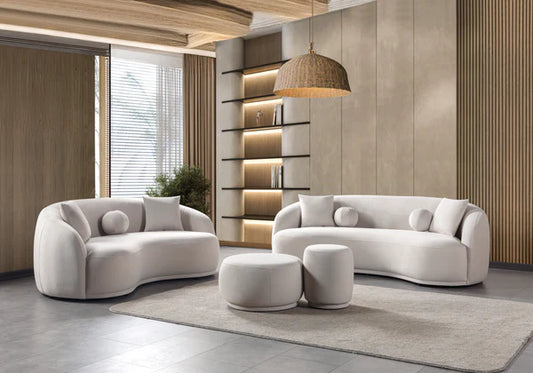 Bonita Ivory Velvet Sofa 91" & Loveseat 81""Pay On Delivery $1,590.00