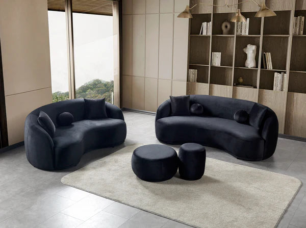 Bonita Black Velvet Sofa 91" & Loveseat 81"Pay On Delivery $1,590.00