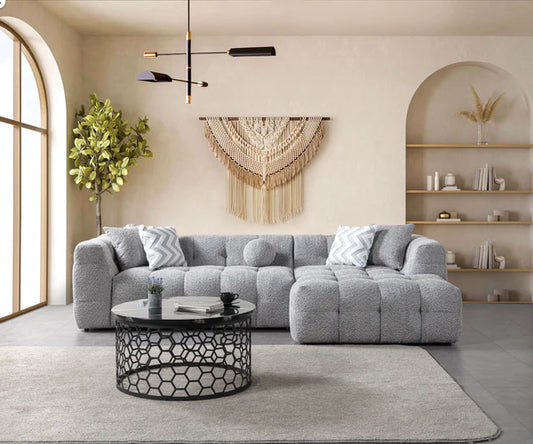 Ivy Gray Boucle RAF 110" Sectional - Pay On Delivery $1,410.00