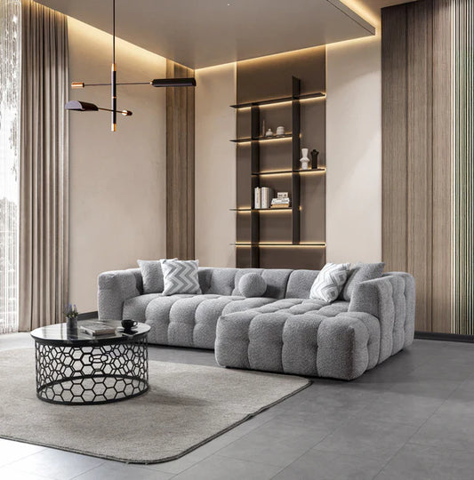 Ivy Gray Boucle RAF 110" Sectional - Pay On Delivery $1,410.00