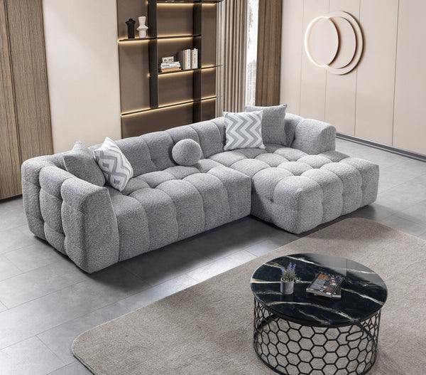 Ivy Gray Boucle RAF 110" Sectional - Pay On Delivery $1,410.00