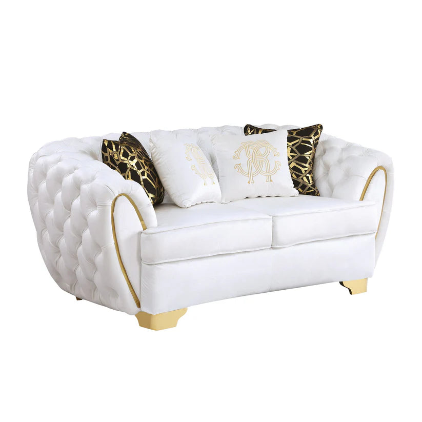 S2004 Mila (White) Velvet Sofa & Loveseat - Pay On Delivery $1,350.00