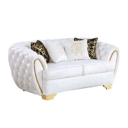 S2004 Mila (White) Velvet Sofa & Loveseat - Pay On Delivery $1,350.00
