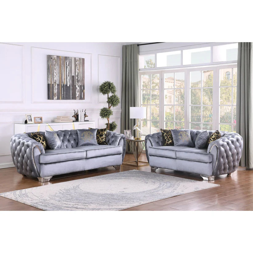 S2004 Mila (Grey) Velvet Sofa & Loveseat - Pay On Delivery $1,350.00