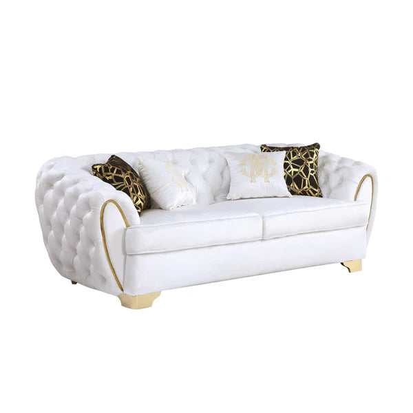 S2004 Mila (White) Velvet Sofa & Loveseat - Pay On Delivery $1,350.00