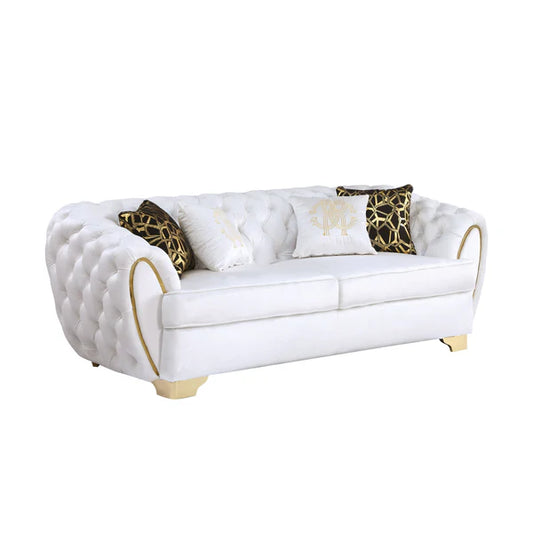 S2004 Mila (White) Velvet Sofa & Loveseat - Pay On Delivery $1,350.00