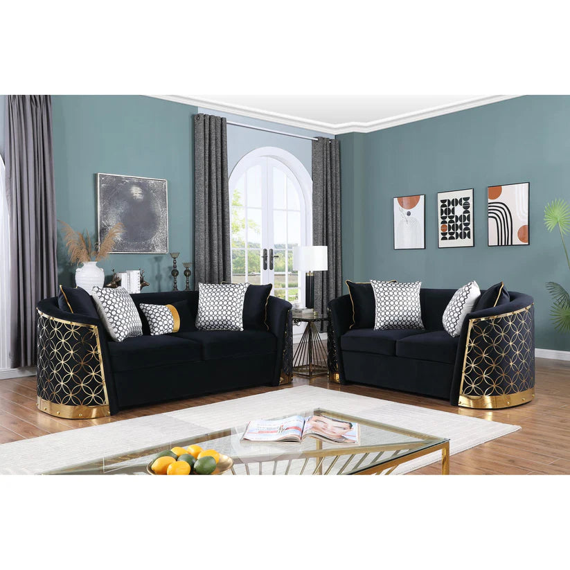 S3800 Athena (Black) Velvet Sofa & Loveseat - Pay On Delivery $1,310.00