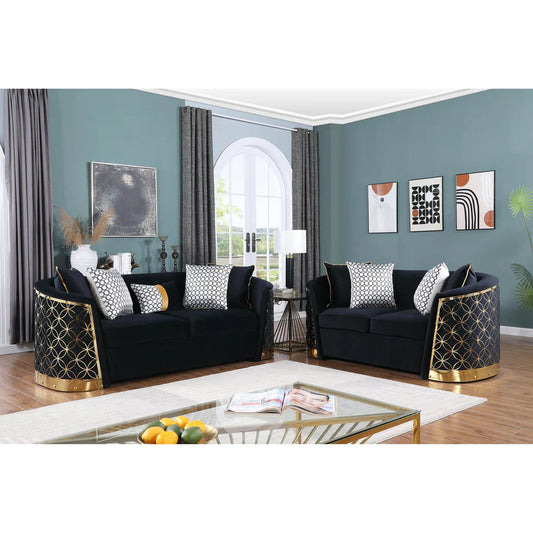 S3800 Athena (Black) Velvet Sofa & Loveseat - Pay On Delivery $1,310.00