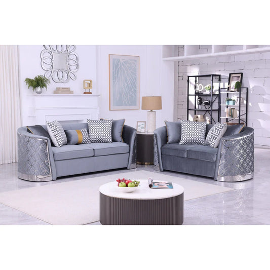 S3800 Athena (Grey) Velvet Sofa & Loveseat - Pay On Delivery $1,310.00