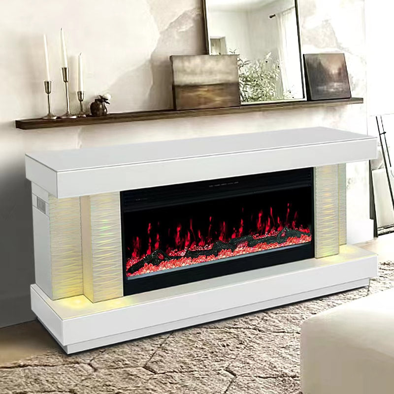A91 TV STAND W/FIREPLACE (WHITE) Pay On Delivery $750.00