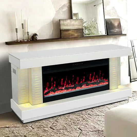 A91 TV STAND W/FIREPLACE (WHITE) Pay On Delivery $750.00