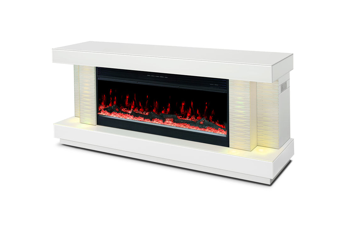A91 TV STAND W/FIREPLACE (WHITE) Pay On Delivery $750.00