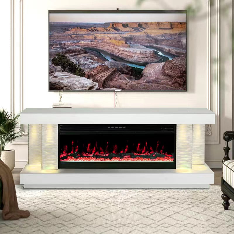 A91 TV STAND W/FIREPLACE (WHITE) Pay On Delivery $750.00